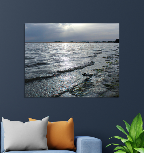 ARGENTÉ Photo sur toile, d'un coucher de soleil à Séné, Golfe du Morbihan