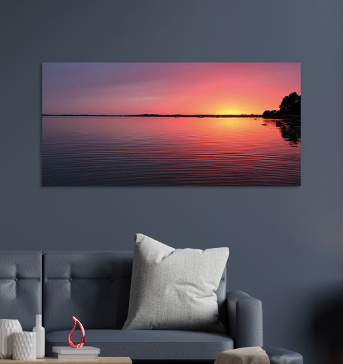 EXCEPTION Photo sur toile, d'un coucher de soleil à Séné, Golfe du Morbihan