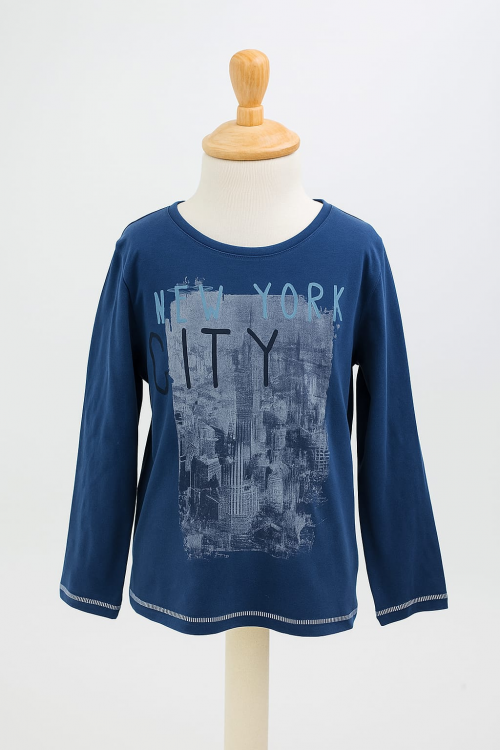 TEE SHIRT MANCHE LONGUE BLEU MARINE MOTIF MULTICOLORE NAME IT TAILLE 7 / 8 ANS
