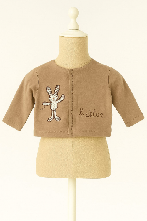GILET MARRON MOTIF LAPIN VERTBAUDET TAILLE NAISSANCE