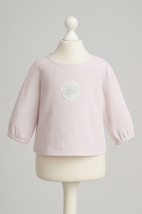 TUNIQUE MANCHE LONGUE RAYEE BLANCHE ROSE OBAIBI TAILLE 12 MOIS