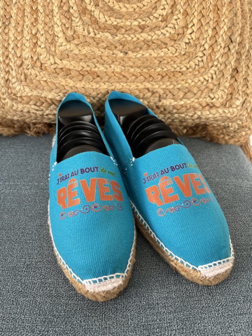 Espadrilles personnalisées "j'irai au bout de mes rêves"