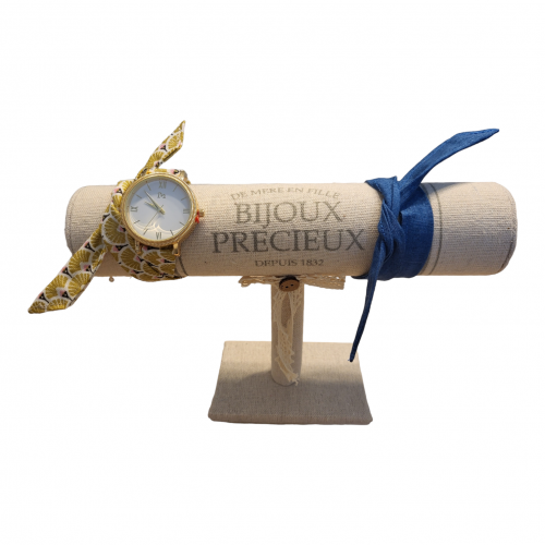 Montre coloris Or - Chiffres romains et ses deux bracelets en coton