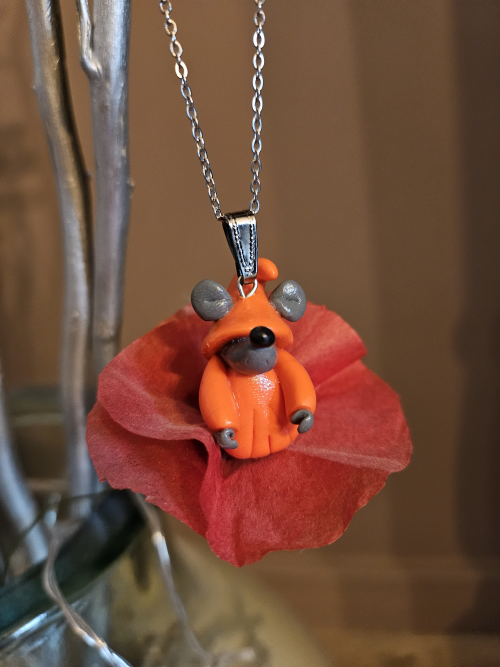 Collier PM Gnomiz-Souris orange