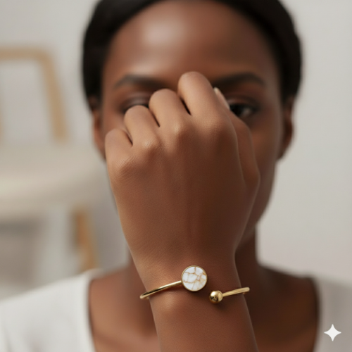 Bracelet jonc doré rond - Mileva