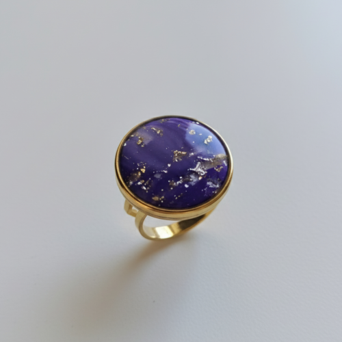 Bague dorée ronde ajustable - Tomoko