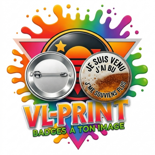 Badge humoristique " j'me souviens plus"