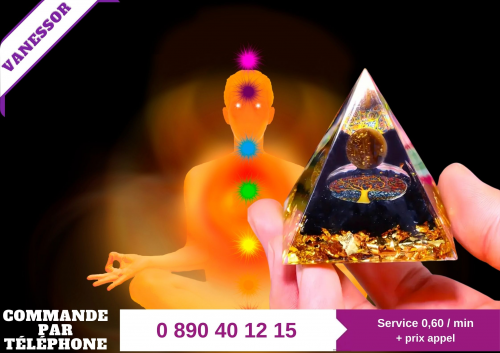 Pyramide d'Orgone en Cristal avec Générateur d'Énergie : Pyramide Naturelle d'Œil de Tigre et Obsidienne