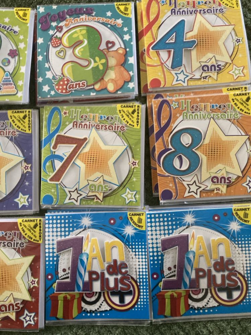 lot de 200 cartes d'anniversaire neuves et sous blisters  2