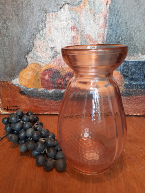 ancien vase à jacinthe en verre rosé | La Brocante du Ch'ty Coz