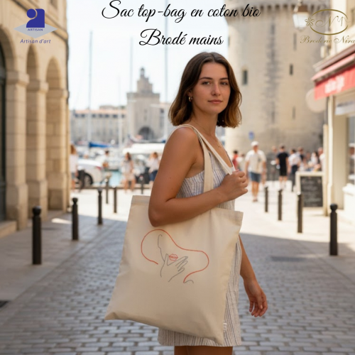 Tote Bag Coton Bio - Brodé Main
