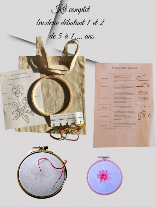 Top bag Kit complet Initiation de broderie main