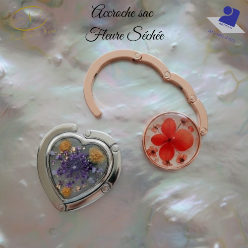 Accroche-sac "Écrin de Nature" – Fleurs Séchées & Résine – Pièce Unique