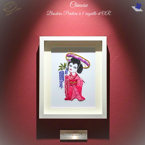 Tableau d'Art "L'Éternelle Orientale" – Peinture à l'Aiguille & Or – Pièce Unique