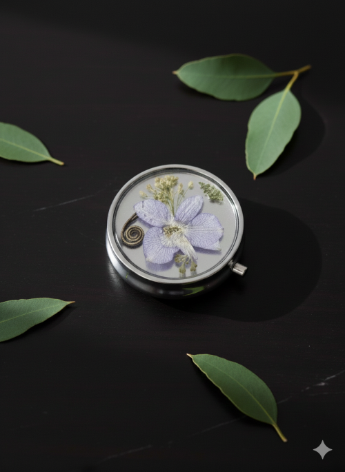 Boîte Pilulier Fleurs Séchées L'Artisanat Botanique au creux de la main