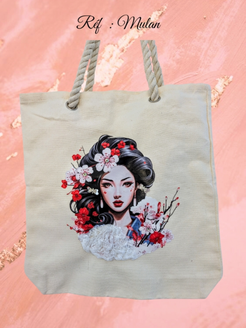 Sac Shopping Mulan brodé main art déco