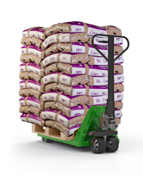 GRANULES DE BOIS EDEN PELLETS PREMIUM - PALETTE DE 66 SACS DE 15 KG SOIT 990 KG.