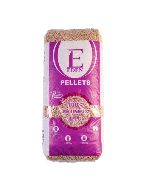 GRANULES DE BOIS EDEN PELLETS PREMIUM - SAC DE 15 KG.