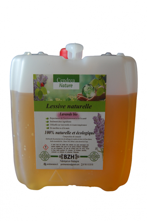 bidon 3 litres lessive 100% naturelle et écologique parfum lavande