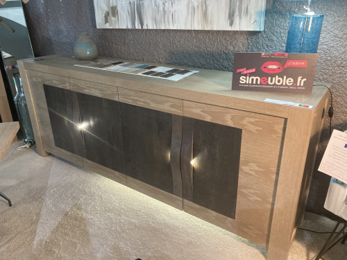 Enfilade 4 portes placage chêne avec détails céramique
