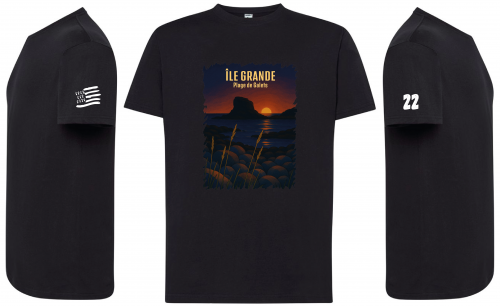 Tee Shirt Plage de Galets Ile Grande "Nuit Soleil"
