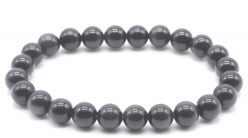 BRACELET OBSIDIENNE NOIRE DOREE AA 8mm