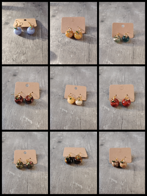 🍎 Boucles d'Oreilles "Pomme" en Pierre Naturelle