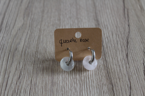 Boucles D'oreilles donuts Quartz rose