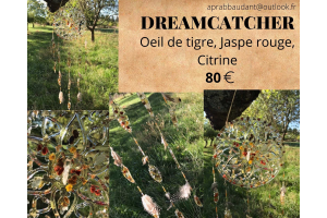 Dreamcatcher Oeil de tigre, Jaspe rouge,Citrine