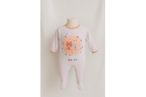 PYJAMA ROSE ABRICOT MOTIF MULTICOLORE EFFET CRAQUELE TAILLE 3 MOIS
