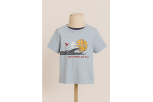 TEE SHIRT MANCHE COURTE BLEU CLAIR MOTIF MULTICOLORE PALOMINO TAILLE 6 ANS