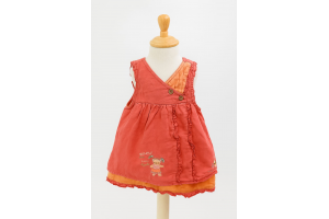 ROBE CORAIL ORANGE 15 % LIN PICK OUIC TAILLE 6 MOIS