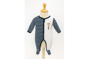 PYJAMA LEGER OUVERTURE DEVANT BLANC BLEU MARINE PAT ET RIPATON TAILLE 0 MOIS