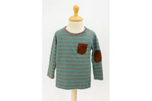 TEE SHIRT MANCHE LONGUE RAYE MARRON TURQUOISE ZARA TAILLE 24 / 36 MOIS