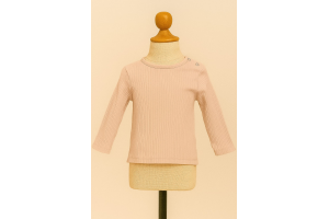 TEE SHIRT MANCHE LONGUE COTELE ROSE KIABI TAILLE 6 MOIS