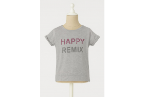 TEE SHIRT MANCHE COURTE GRIS VIOLET OKAIDI TAILLE 6 ANS