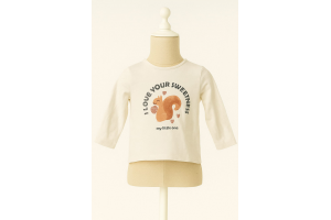 TEE SHIRT MANCHE LONGUE CREME MOTIF ECUREUIL KIABI TAILLE 6 MOIS