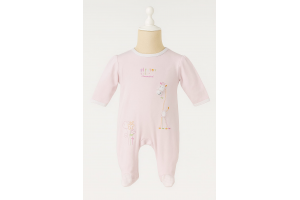 PYJAMA LEGER ROSE MOTIF GIRAFE TAILLE 3 MOIS