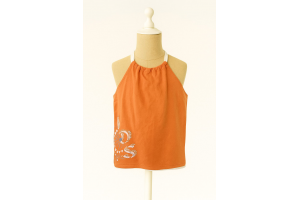 DEBARDEUR ORANGE BLANC TAILLE 8 ANS
