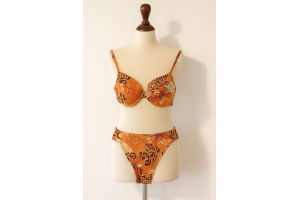 MAILLOT DE BAIN MOTIF ORANGE MARRON CULTURE TAILLE 38