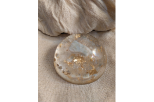 Orgonite demi-sphère larimar et quartz rose 8 cm de diamètre