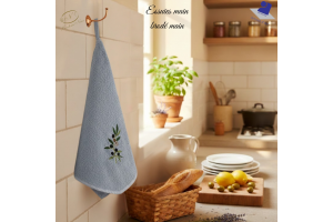 Essuie-mains de Prestige – Olives de Nice & Cigales – Broderie Artisanale