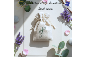 Pochon en Lin Brodé Main – Initiales & Trésors – Artisanat d'Art