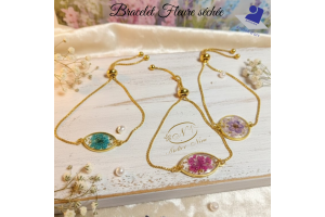 Bracelet "Éternité Florale" – Véritable Fleur Séchée & Résine Cristalline