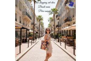 Sac shopping art déco brodé main modèle unique.