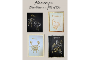 Signe astrologie broderie au fil d'or