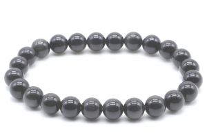 BRACELET OBSIDIENNE NOIRE DOREE AA 8mm