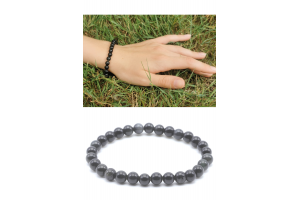 BRACELET OBSIDIENNE NOIRE DOREE AA 6mm