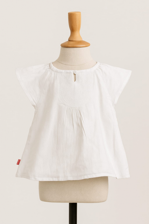 TUNIQUE MANCHE COURTE BLANC / CREME OBAIBI TAILLE 12 MOIS