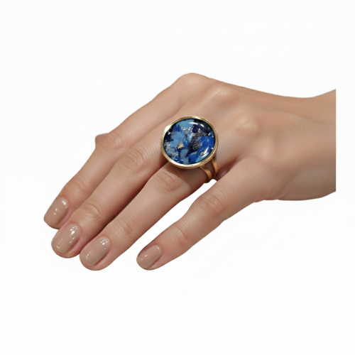 Bague dorée ronde ajustable - Nadine